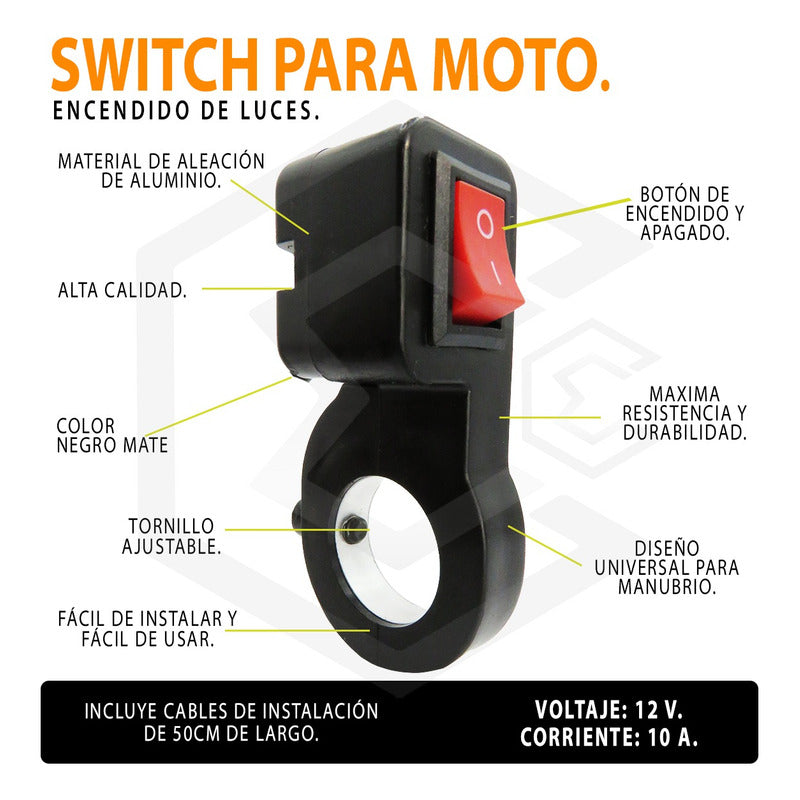 Switch Interruptor Para Moto Manubrio 1 Paso On/off