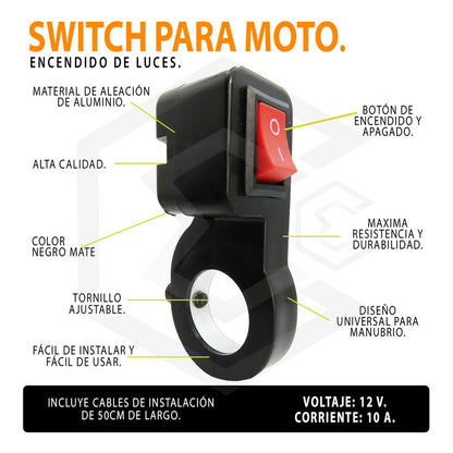 Switch Interruptor Para Moto Manubrio 1 Paso On/off
