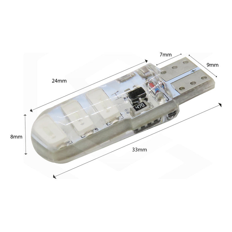 Kit 10 Focos Pellizco Gel T10 Fijo + Estrobo 6 Leds Canbus