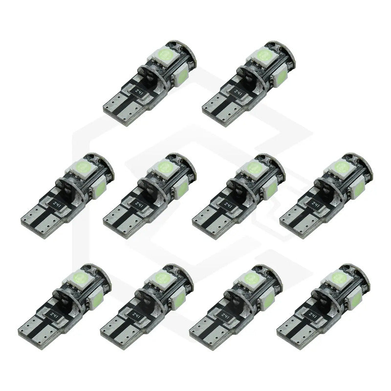 Kit De 10 Focos De Pellizco T10 5  Leds 5050 Alta Potencia
