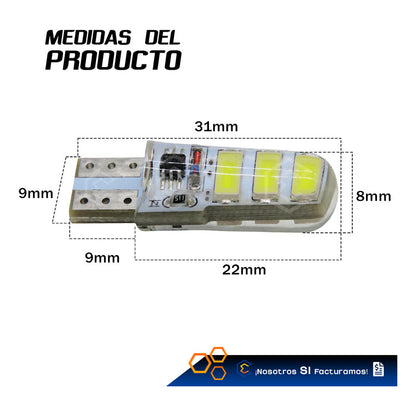Kit 10 Focos De Pellizco 6 Leds Smd T10 Gel Luz Estrobo 12v