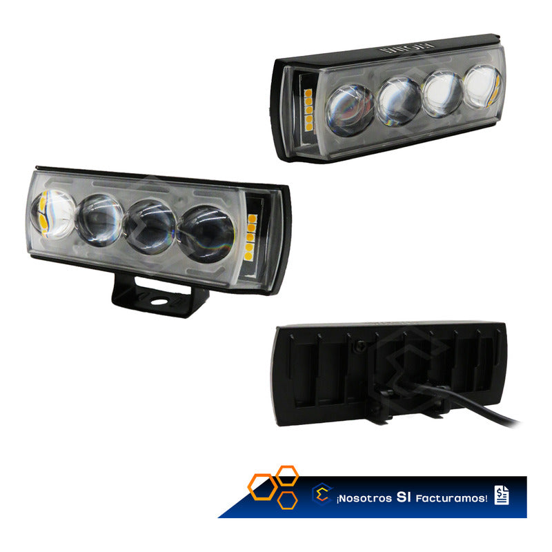 Par Faros 58 Leds 4 Lupas Blanco Ambar Fijo Estrobo 12-80v
