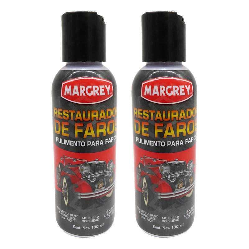2 Restaurador Para Faros Excelente Acabado 130 Ml Margrey Gris