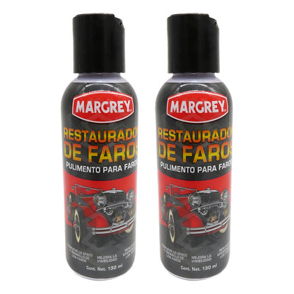 2 Restaurador Para Faros Excelente Acabado 130 Ml Margrey Gris