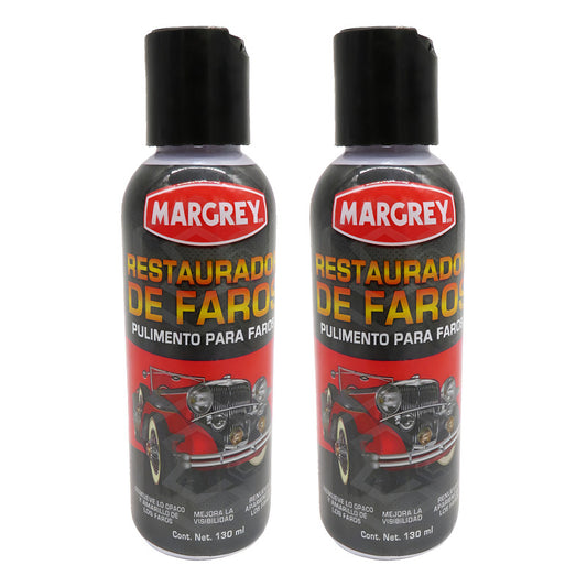 2 Restaurador Para Faros Excelente Acabado 130 Ml Margrey Gris