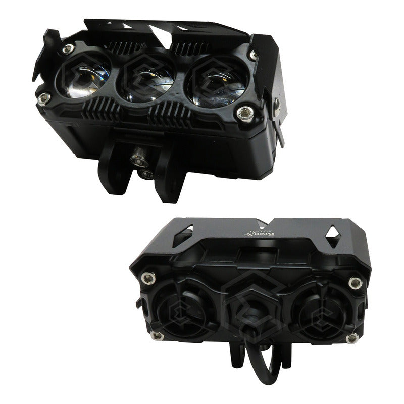 2 Faros Bicolor 18 Hiperleds C Ventilador Moto 3 Lupas Fijo