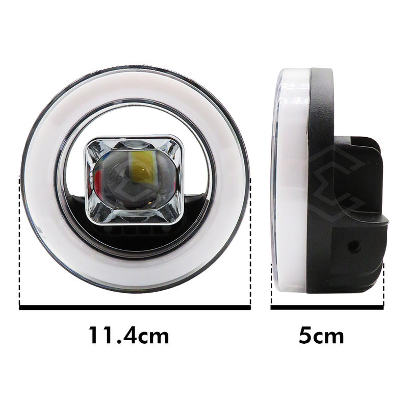 Par Faros Auxiliares 16 Led Con Lupa Bicolor Ojo Ángel 9-30v