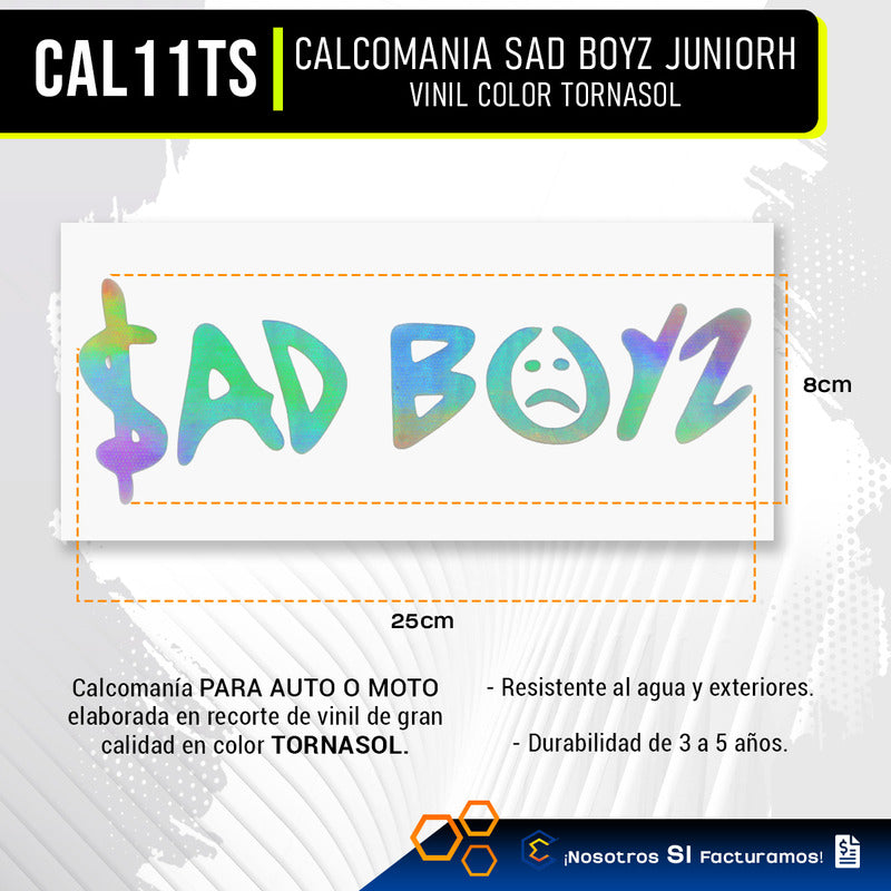 2 Calcomanía Sad Boyz Juniorh Sticker Vinil Auto Moto 25x8cm