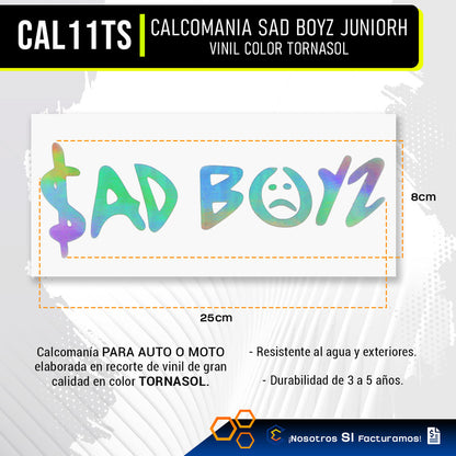 2 Calcomanía Sad Boyz Juniorh Sticker Vinil Auto Moto 25x8cm