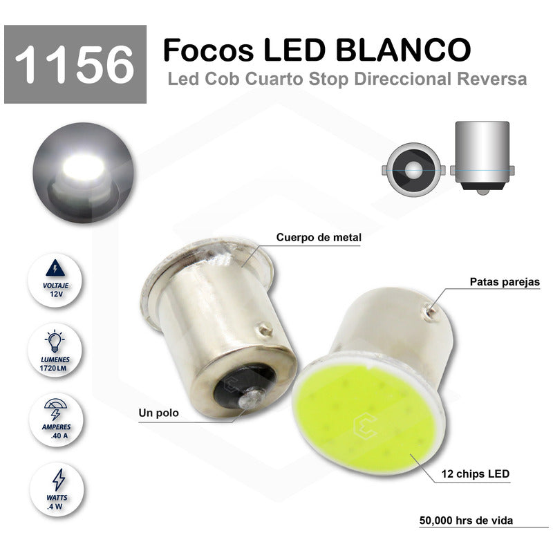 4 Focos 1156 1157 Led Cob Cuarto Stop Direccional Reversa