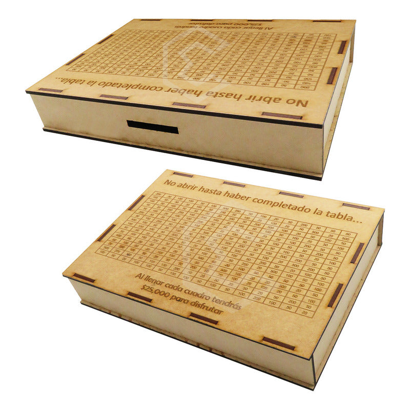 Alcancia Caja De Ahorro Con Objetivo 10k 25k 45k Dinero Mdf