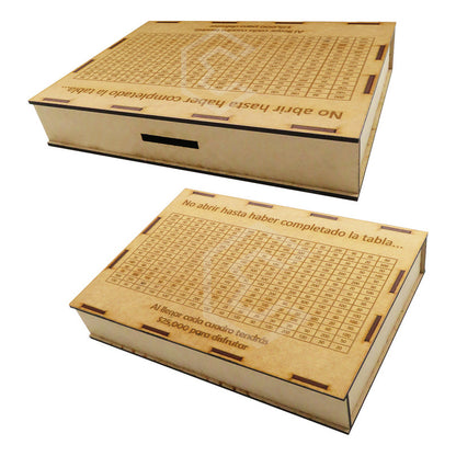 Alcancia Caja De Ahorro Con Objetivo 10k 25k 45k Dinero Mdf
