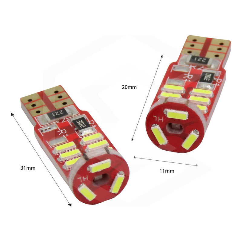 Par De Focos De Pellizco 15 Leds 4014 Canbus 12v T10 Blanco