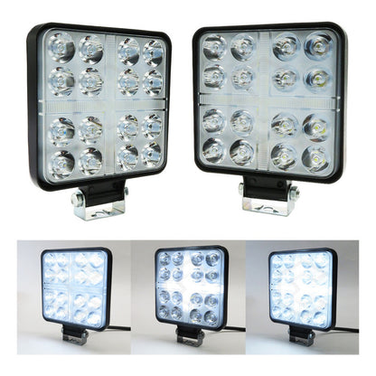 Par De Faros Cuadrados 33 Leds Aro De Luz Cruz Ip67 12-24v