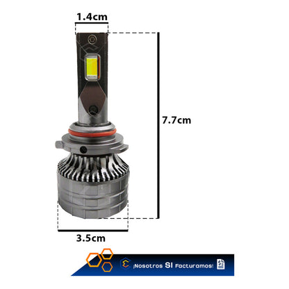 Kit 2 Focos 9006 12 Led Alta Baja Tricolor Control Nitrogeno 9006