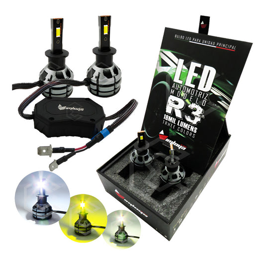 2 Focos Led H3 Ventilador Alta Baja Tricolor 18,000lm 12-24v H3