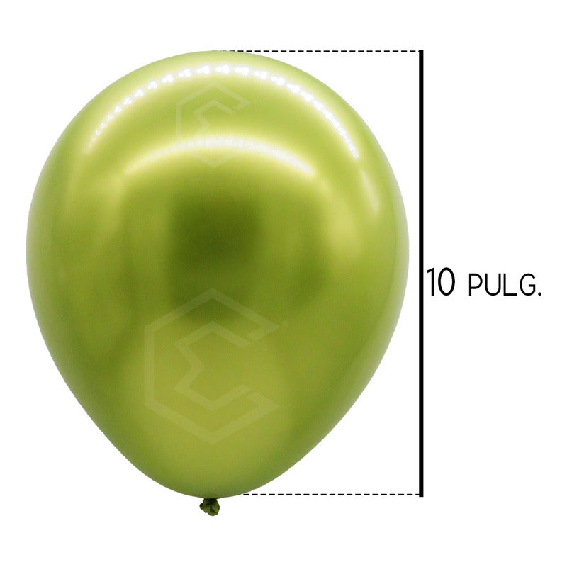 Bolsa 50 Globos Verde Claro Metalico #10 Fiestas Bodas Latex Verde Claro Metalico