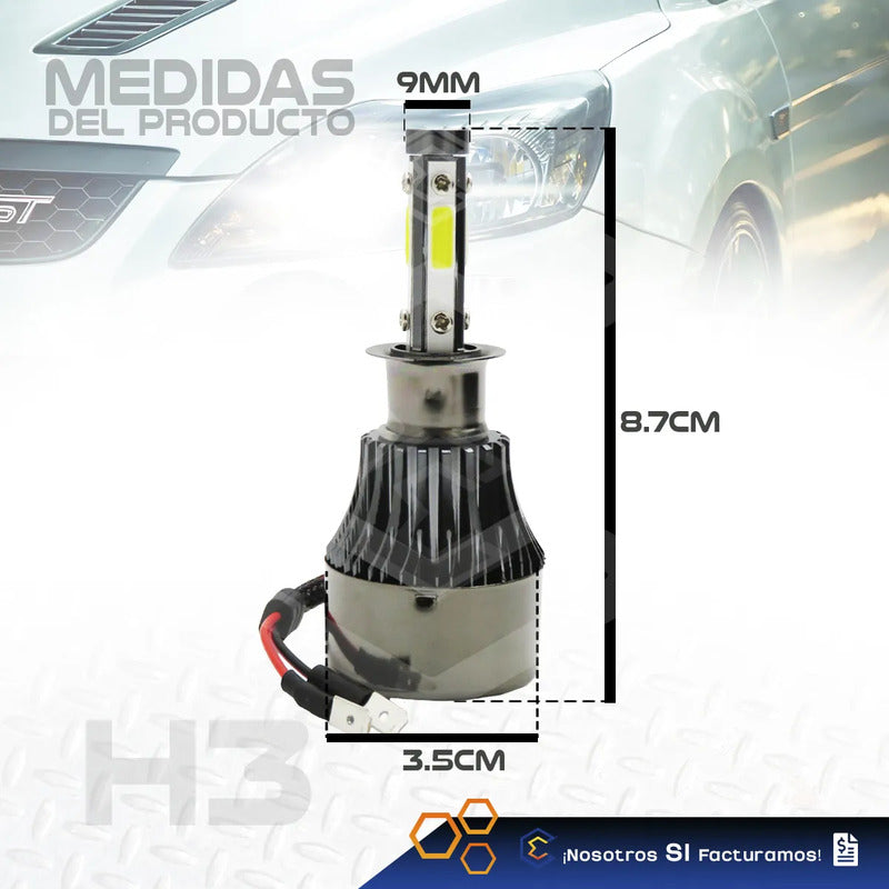 2 Focos Led H3 4 Cara Ventilador Alta Baja 16000lm 25w 9-32v H3