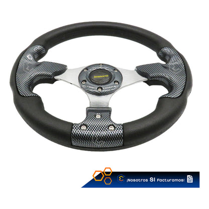 Volante Deportivo Universal De Metal Tipo Escudo Cromo 32cm