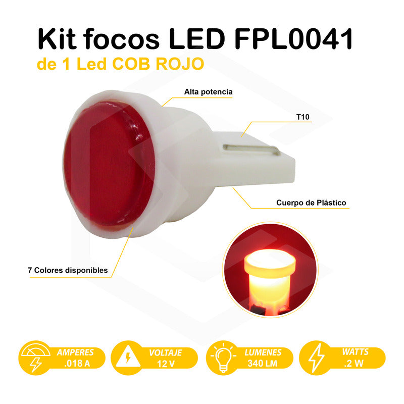 Kit De 10 Focos De Pellizco T10 1  Led Cob Alta Potencia 12v