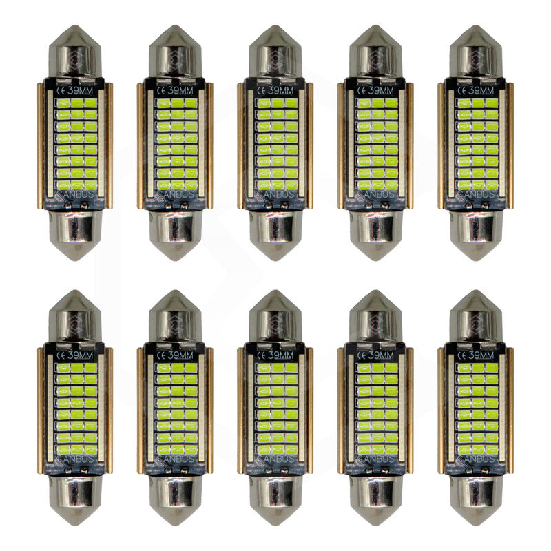 Kit De 10 Focos Interior 27 Leds Canbus 31mm 36mm 39mm 41mm