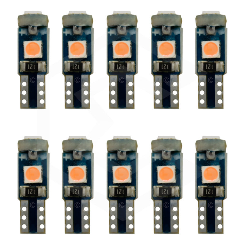 Kit 10 Focos 3 Leds Tablero Mandos T5 3030 3w 12v Colores