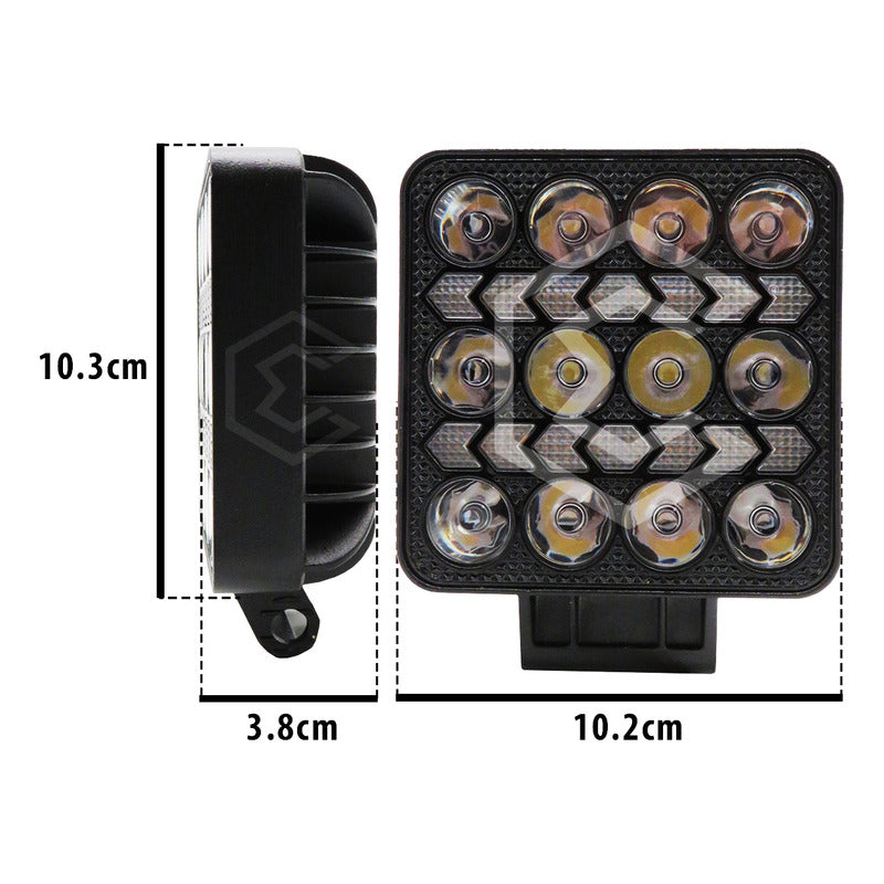 Par Faros 16 Leds 10 Lupas Bicolor 3 Funciones Flecha 12-24v