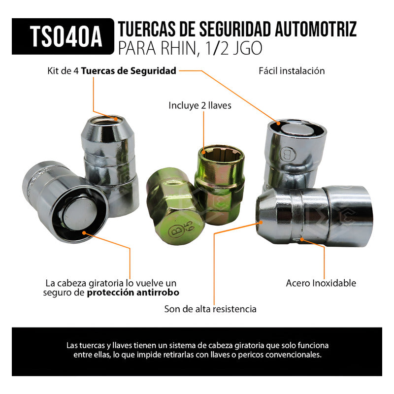 Juego De Tuercas De Seguridad Para Rin C/ 2 Llaves 1/2
