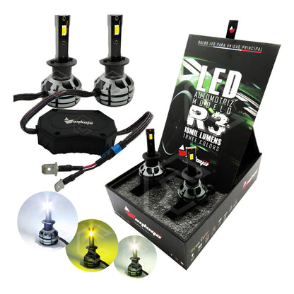 2 Focos Led H1 Ventilador Alta Baja Tricolor 18,000lm 12-24v H1