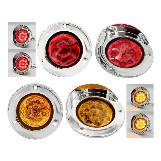 1 Plafon 9 Led Redondo Bisel Cromo 2'' Fijo Estrobo 12-24v