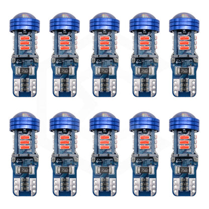 Kit 10 Focos De Pellizco T10 15 Led Canbus Con Lupa 4010 12v