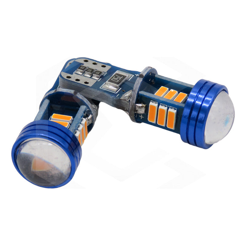 Par De Focos De Pellizco T10 15 Led Canbus Con Lupa 4010 12v