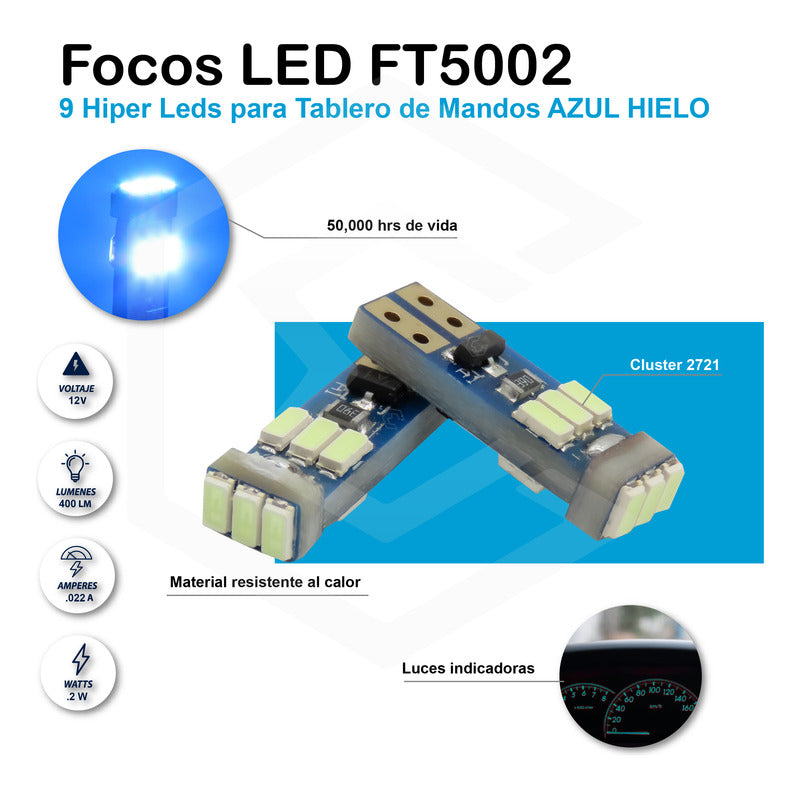 Kit 10 Focos De Pellizco T5 9 Hiper Leds Cluster 2721 1w 12v