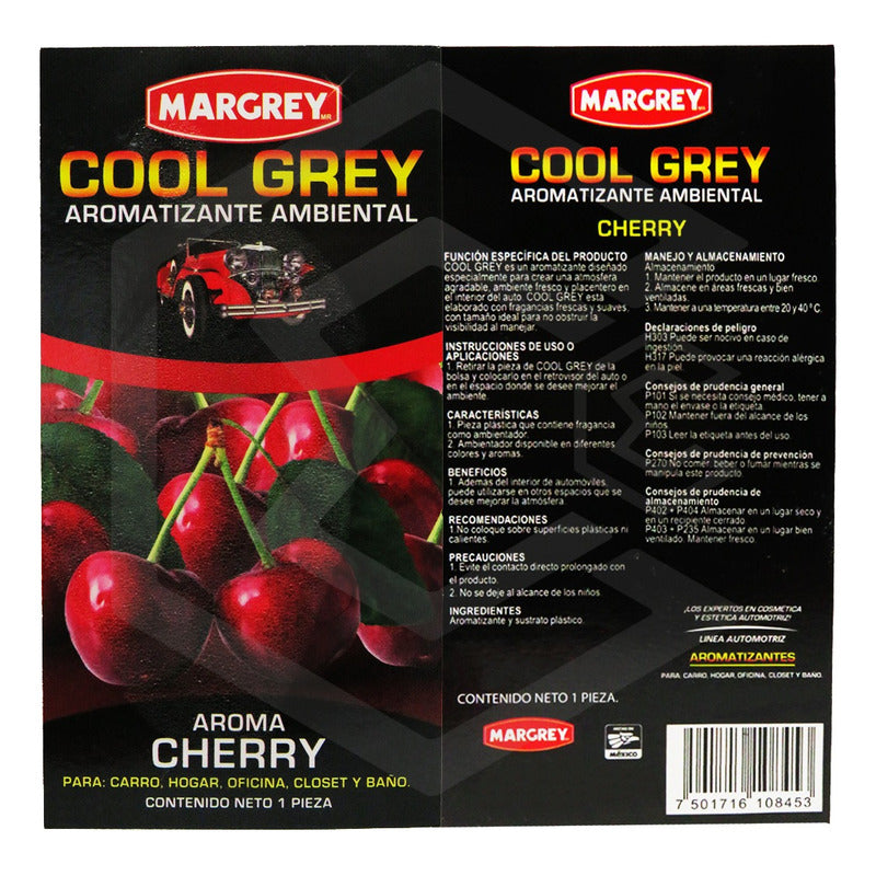 Aromatizante Auto Casa Ambiental Cool Grey Hoja Margrey 1pza