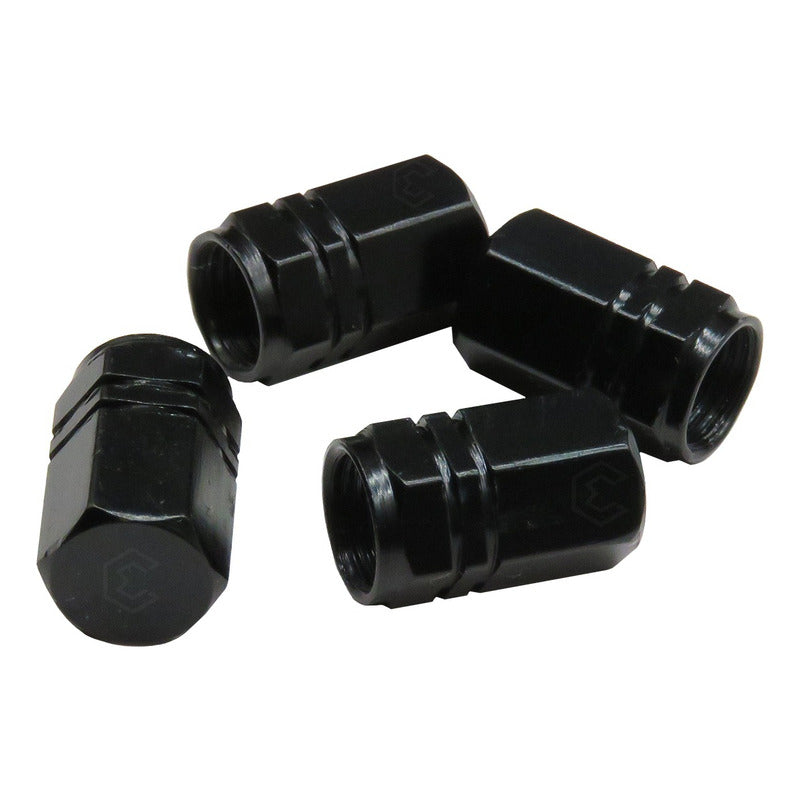 Kit 4 Tapon Cubre Pivote Válvula Metálico Hexagono Auto Moto