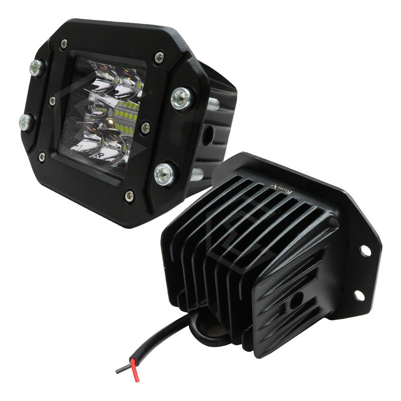 2 Faros Empotrable Fascia 14 Led Blanco O Ambar Fijo 12-24v