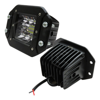 2 Faros Empotrable Fascia 14 Led Blanco O Ambar Fijo 12-24v