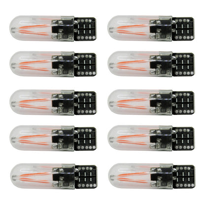 Kit 10 Foco De Pellizco Led Cob Vidrio Filamento Canbus T10