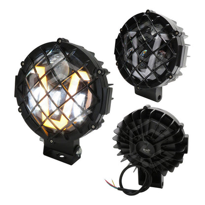 Par De Faros 7'' 30 Leds 4 Lupas Bicolor En V Rejilla 12-24v