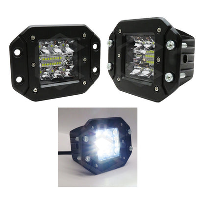 2 Faros Empotrable Fascia 14 Led Blanco O Ambar Fijo 12-24v