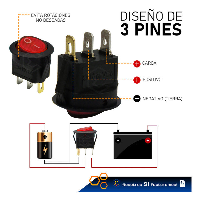 Switch Interruptor De Tecla Redondo 1 Paso Con Luz 10 Piezas