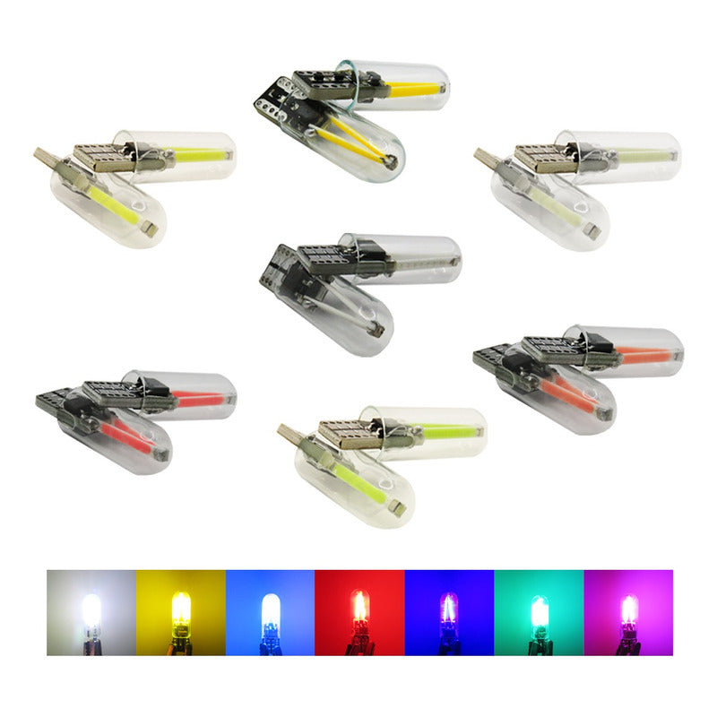 Par Focos De Pellizco Led Cob Vidrio Filamento Canbus T10 W5