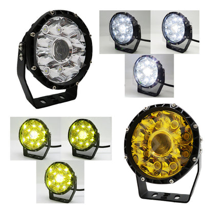 Par De Faros 9 Leds Redondo Con Lupa Luz Fija 5 PuLG 12-24v