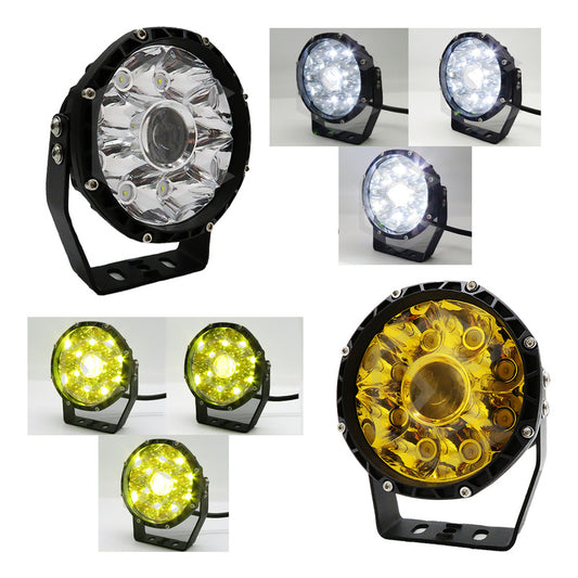 Par De Faros 9 Leds Redondo Con Lupa Luz Fija 5 PuLG 12-24v