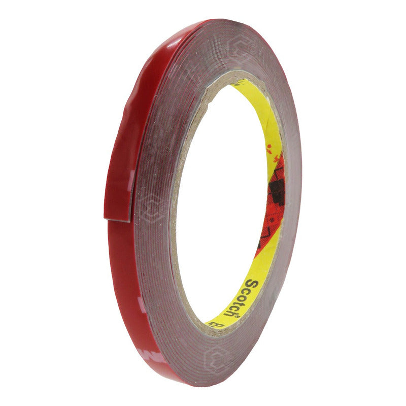 Rollo De Cinta Doble Cara Tipo 3m Pega Molduras 8mm X 5m Rojo Lisa
