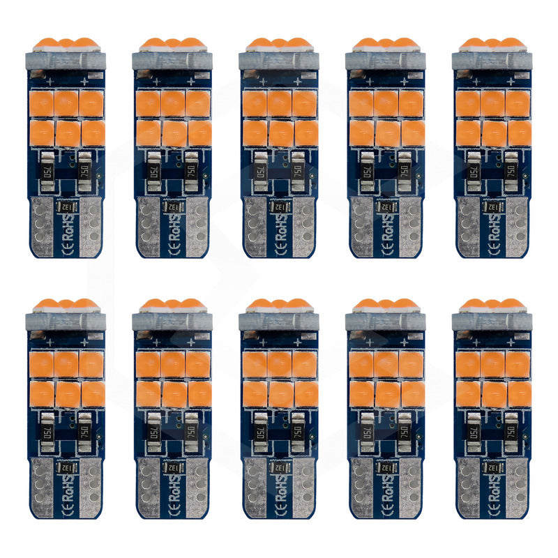 Kit De 10 Focos Pellizco T10 15 Leds Burbuja Doble Polaridad