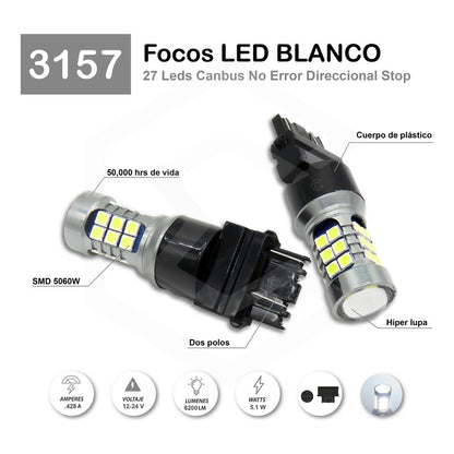 2 Focos 27 Led 1156 1157 3157 7440 7443 No Error Stop Cuarto