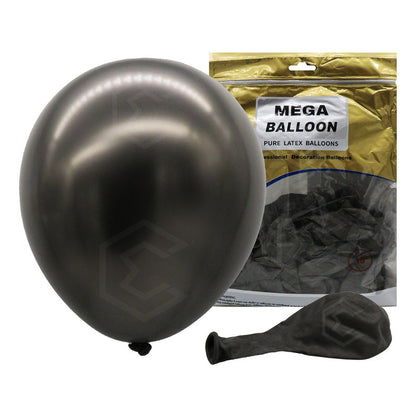 Bolsa 50 Globos Negro Metalizado #10 Fiestas Y Bodas Latex Negro Metalizado