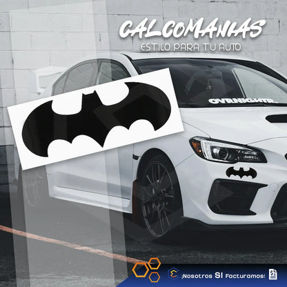 2 Calcomanía Batman Escudo Negro Vinil Auto Moto 15cm