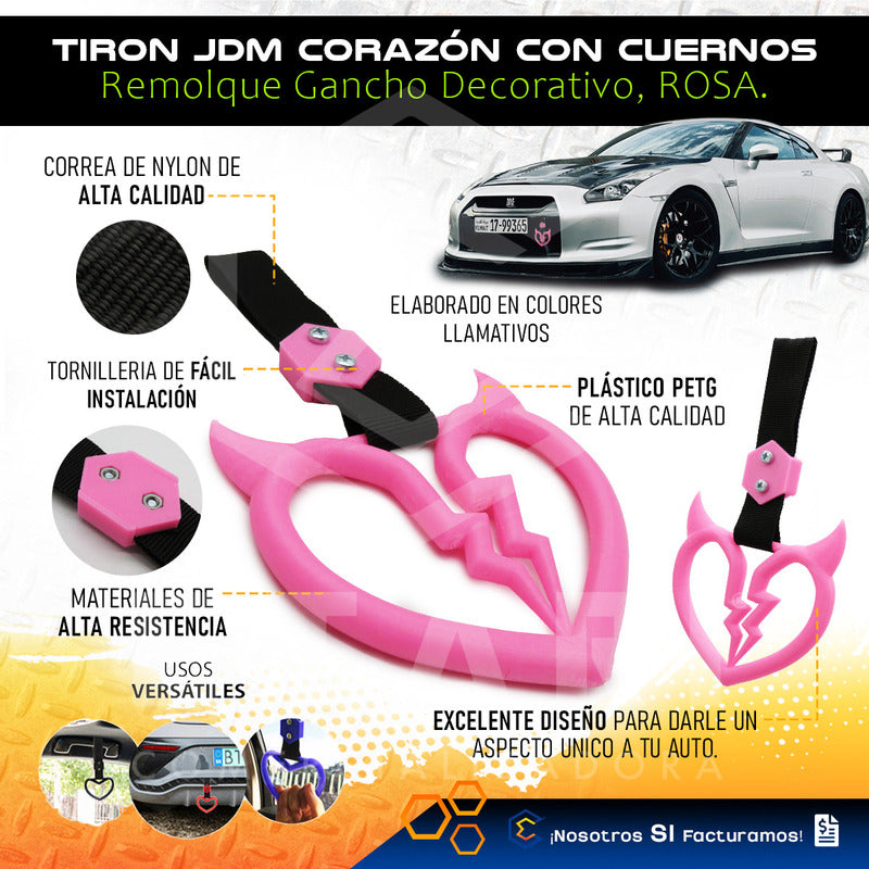 Tiron Corazon Cuernos Jdm Tsurikawa Remolque Gancho Decorati